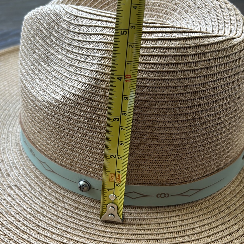 FRYE High Crown Western Natural 100% paper,adjustable,banded,studs,4.5” brim hat - Picture 9 of 9
